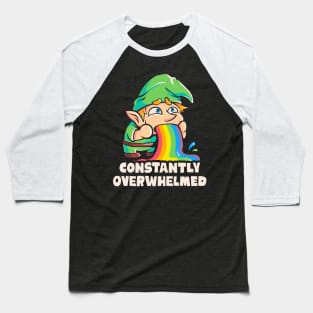 Constantly Overwhelmed - Funny Gnome Rainbow Gift Baseball T-Shirt